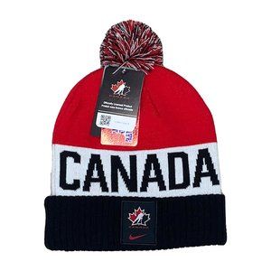 Canada Red and Black Pom Beanie